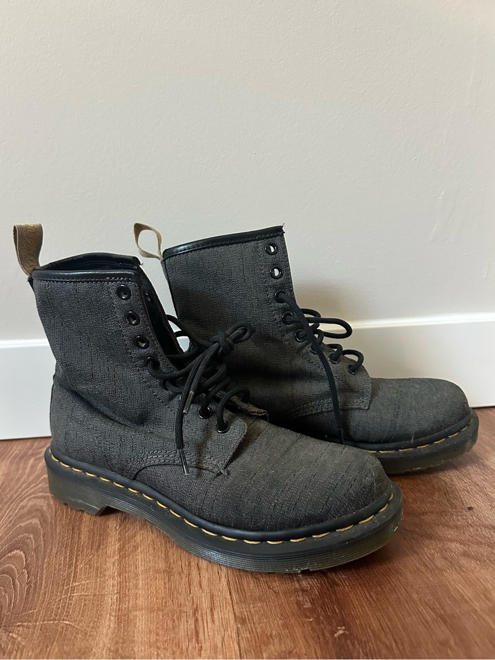 🖤 Vegan Dr. Martens Lace-Up Canvas Combat Boots